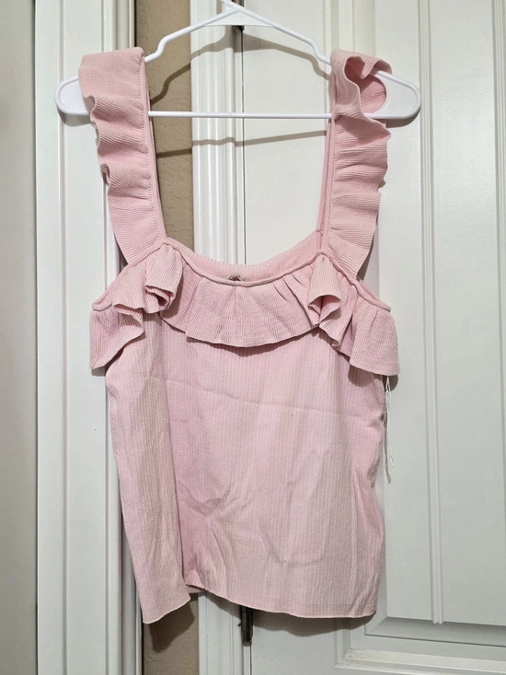 LOFT Pink Ruffle Tank Top